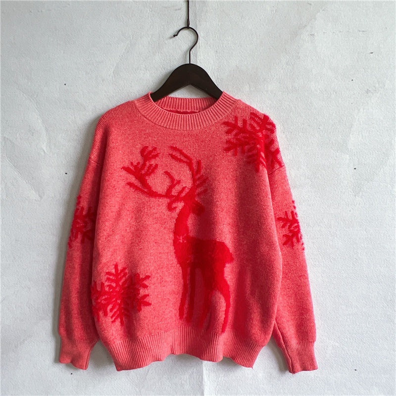 Women's Christmas Sweater with Festive Reindeer Design and High-Quality Knit