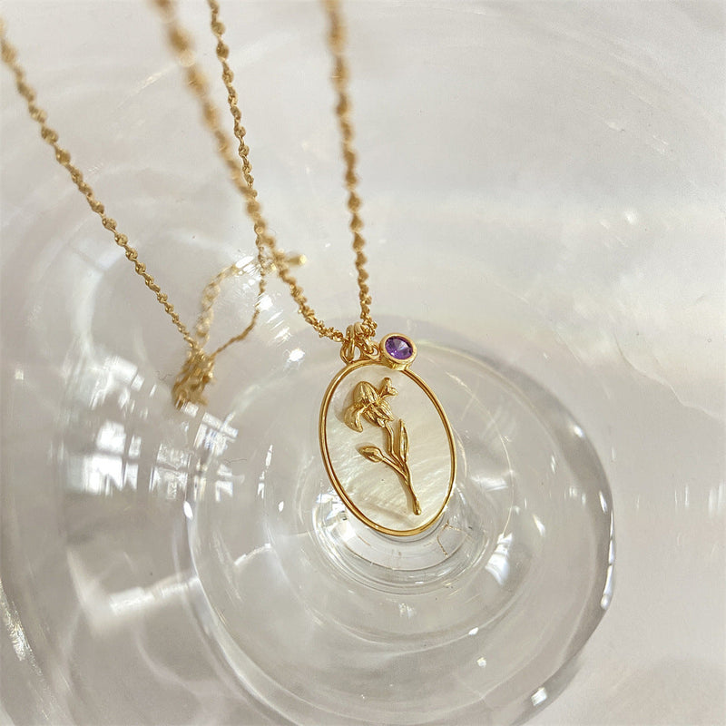 Anslee Mother-of-pearl Birth Flower Necklace
