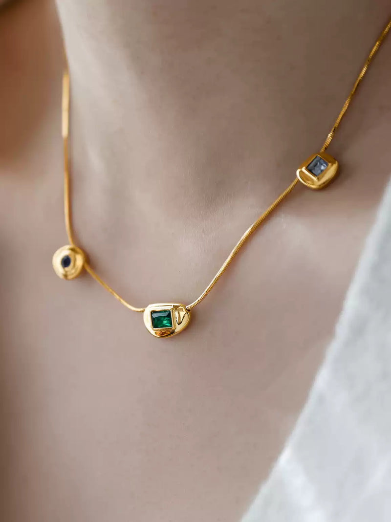 Lucia Multi-gemstone Gold-plated Necklace