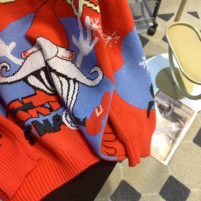 Women's Festive Sweater with Christmas Motif and Crew Neck