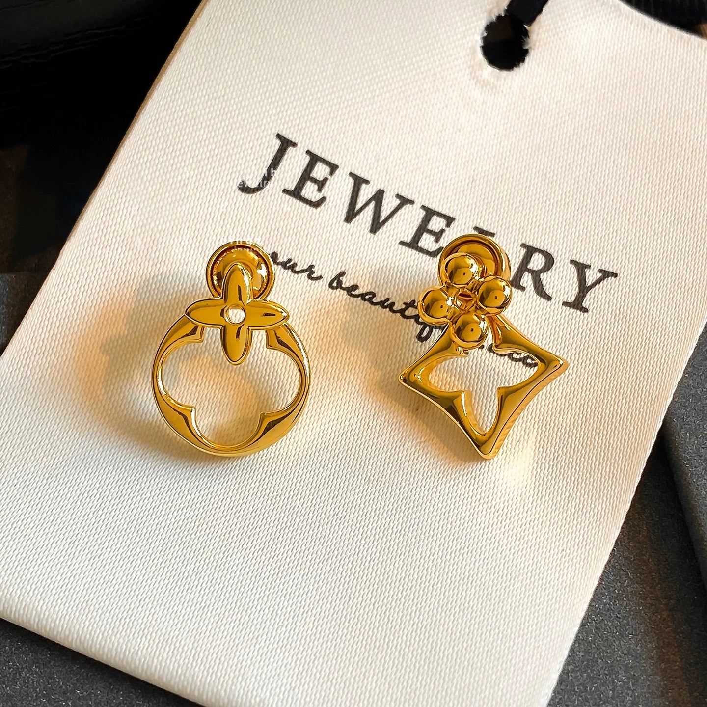 Geometric Asymmetrical Gold Drop Earrings
