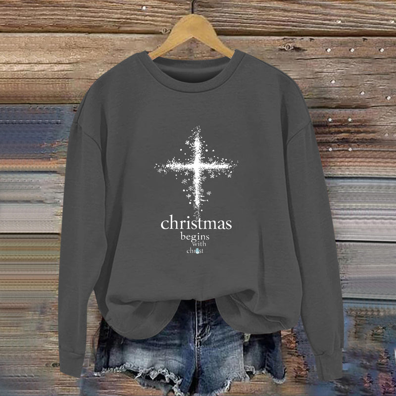Women's Sweatshirt with Christmas Motif and Soft Lining
