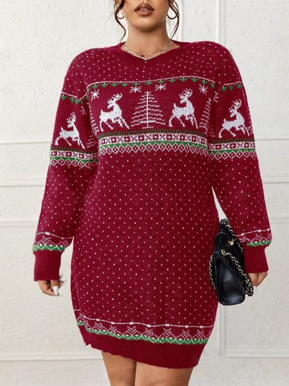 Women's Cozy Christmas Knit Sweater with Festive Reindeer Motif