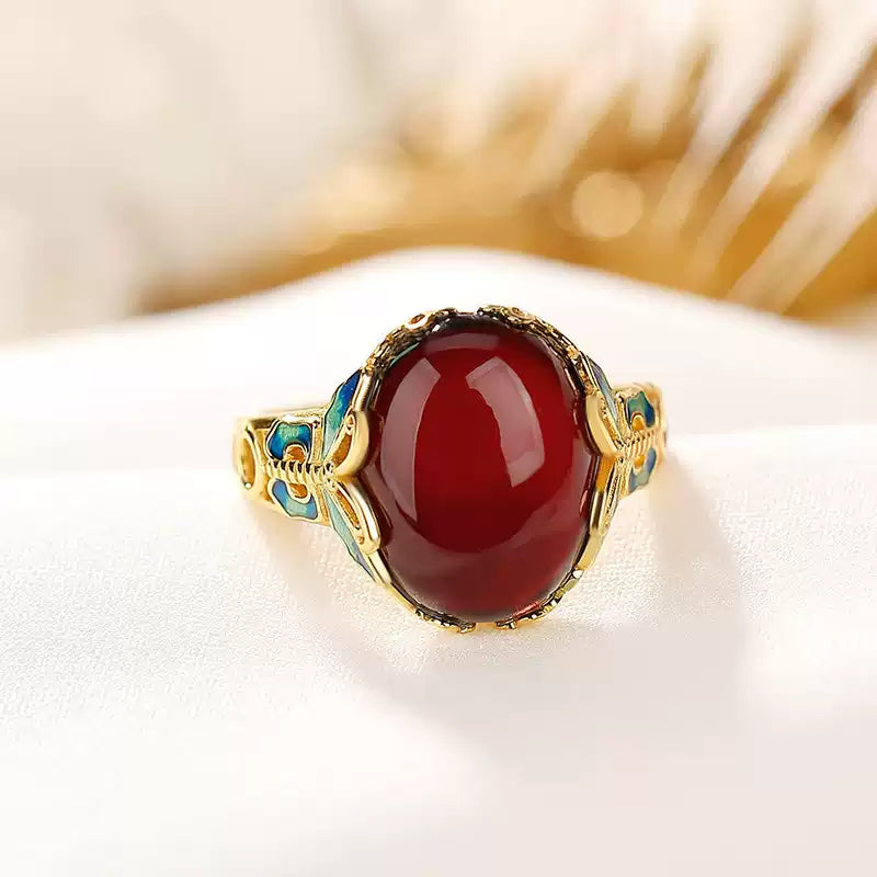 Amber Butterfly Statement Ring