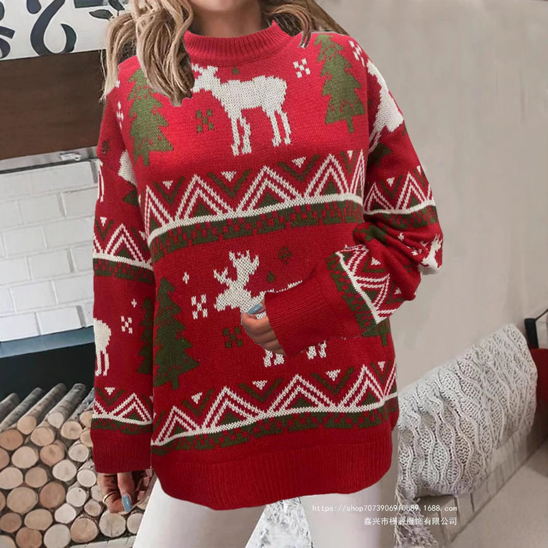 Women's Cozy Christmas Sweater with Festive Motif and High Fit R&B