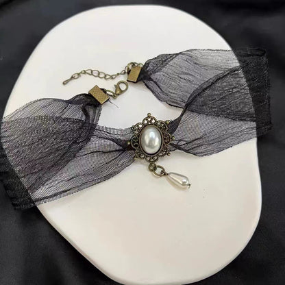 Baroque Silk Sheer Pearl Choker Necklace