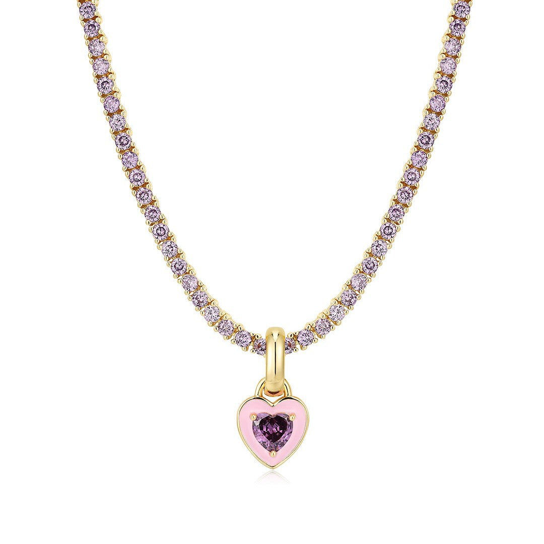 Heart Pendant Gemstone Tennis Necklace