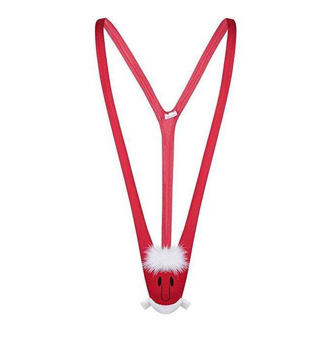 Men's Fancy Reindeer Velvet Thong with Elastic Waistband
