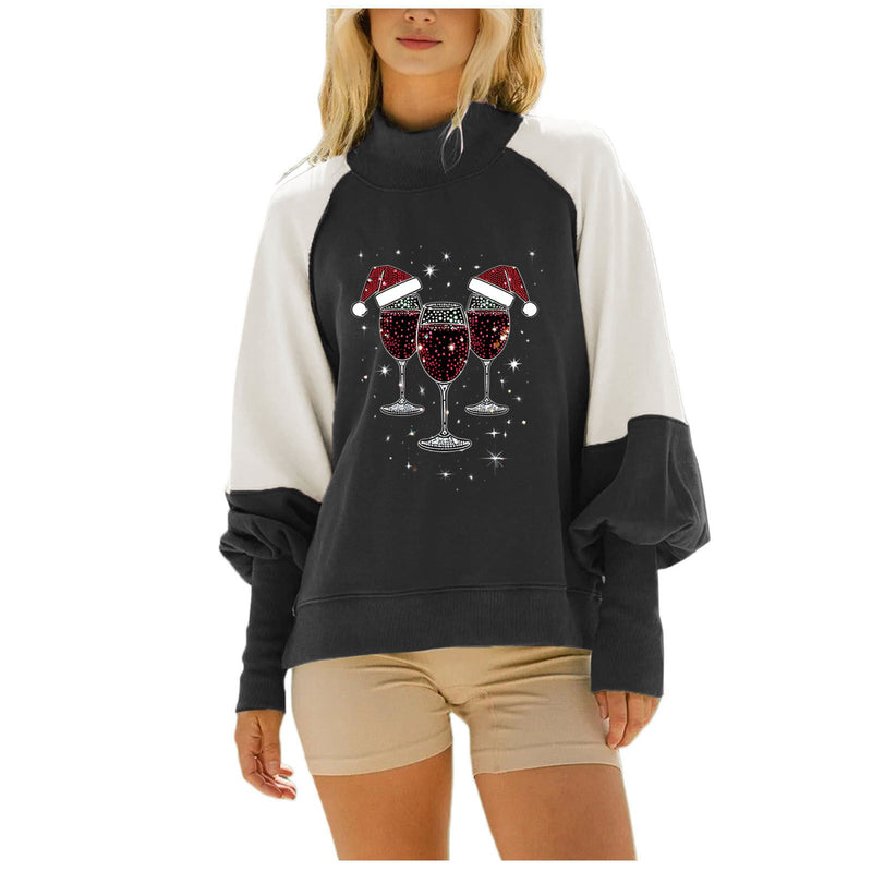 Women's Sweatshirt with Festive Glitter Motif