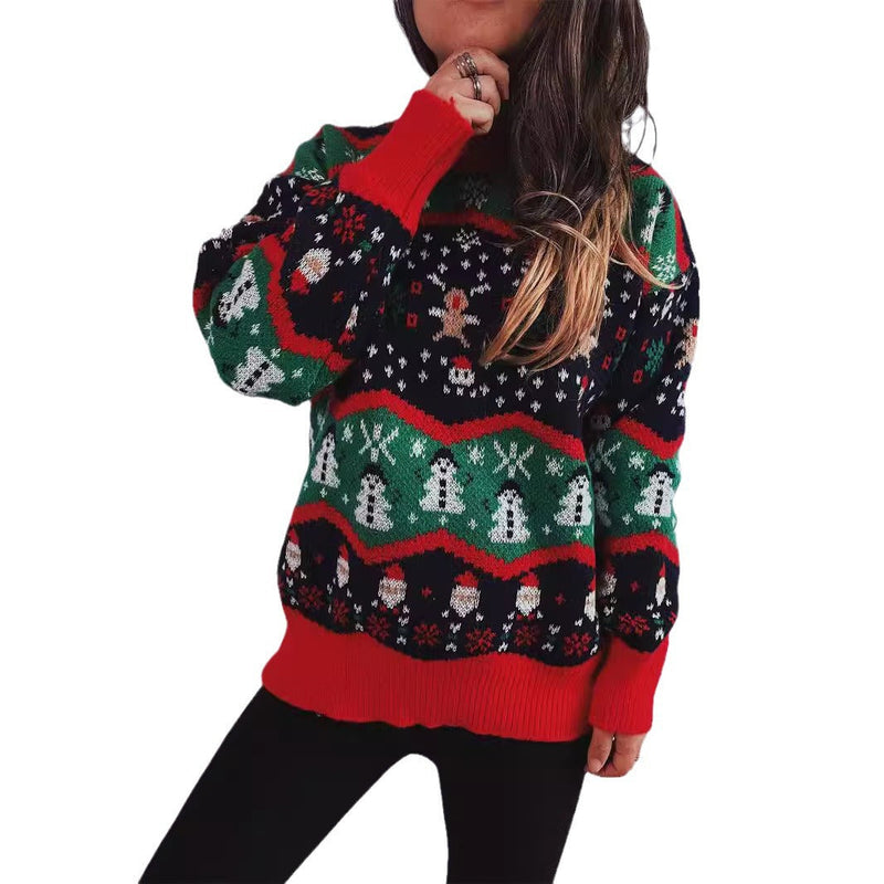 Women's Christmas Sweater with Festive Design and Playful Motifs