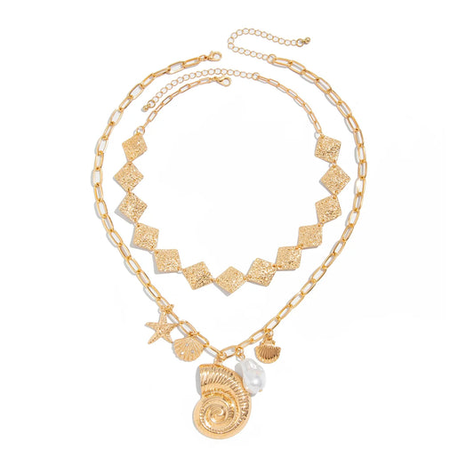 Chloie Starfish Scallop Necklace Set
