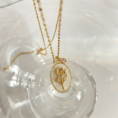 Anslee Mother-of-pearl Birth Flower Necklace