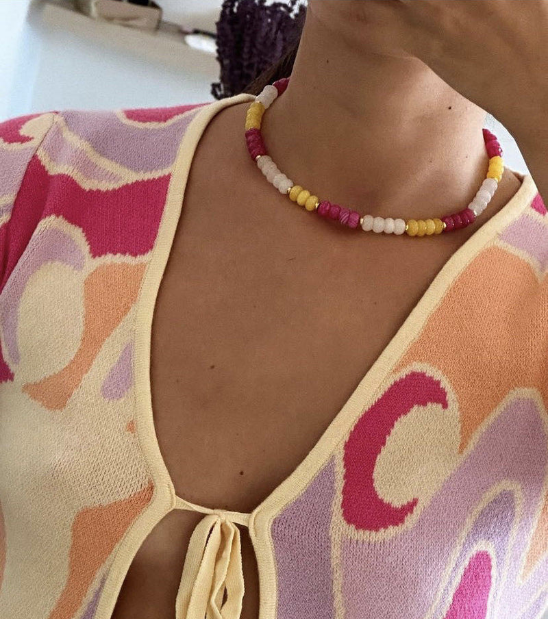 Ava Pink-yellow Choker Necklace