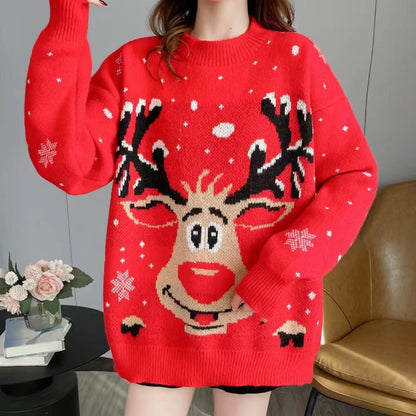 Women's Christmas Sweater with Unique Reindeer Motif R&B