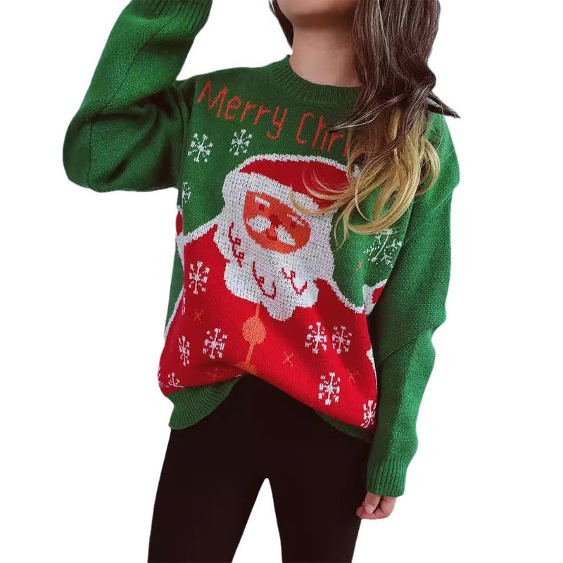 Women's Christmas Sweater with Festive Santa Motif and Comfortable Fit