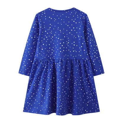 Girls' Long-Sleeve Dress with Christmas Motif