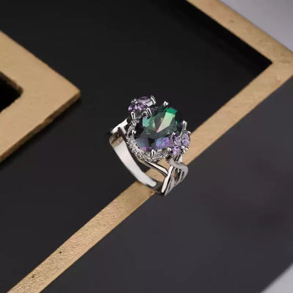 Aurora Crystal Sterling Silver Ring