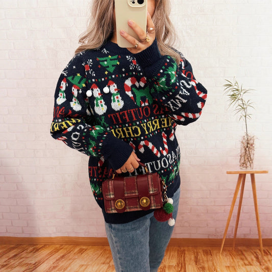 Women's Christmas Sweater with Nordic Design and Festive Motifs R&B