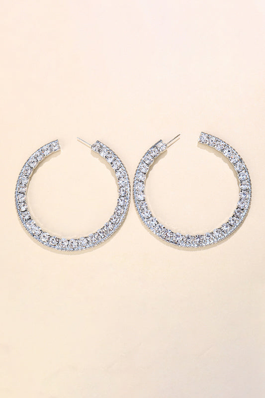 Exaggerated Rhinestones Hoop Earrings