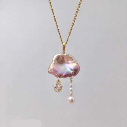 Alizae Pearl Moon Star Necklace