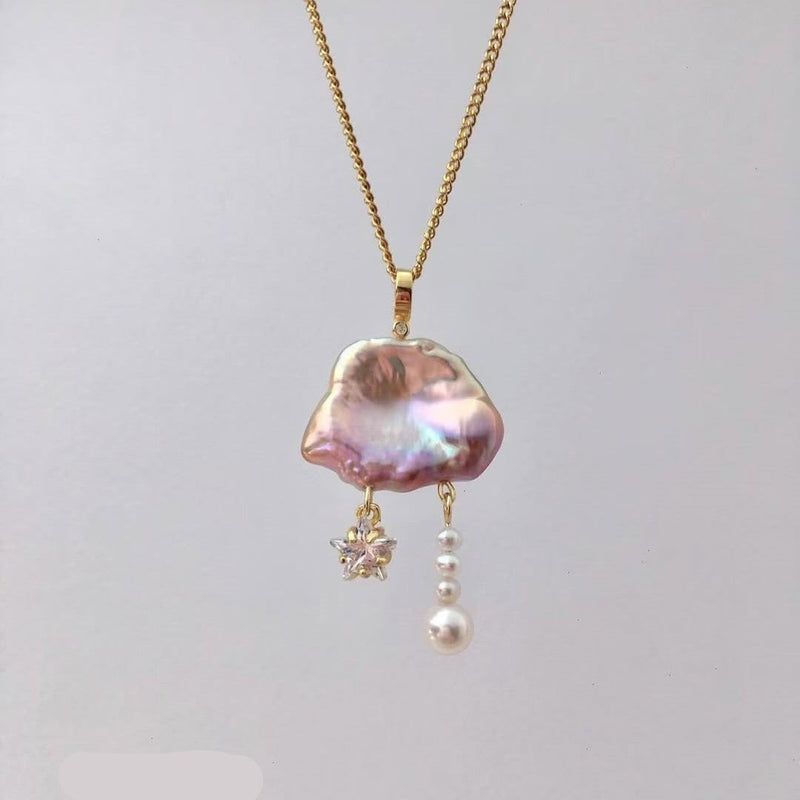 Alizae Pearl Moon Star Necklace