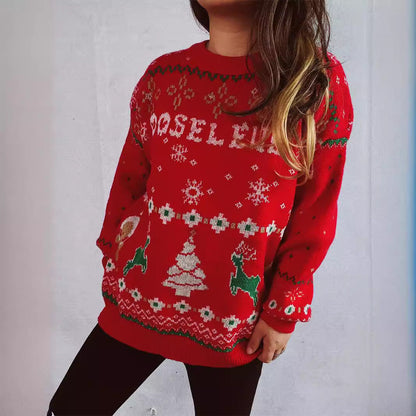Women's Christmas Sweater with Festive Motif and Soft Material