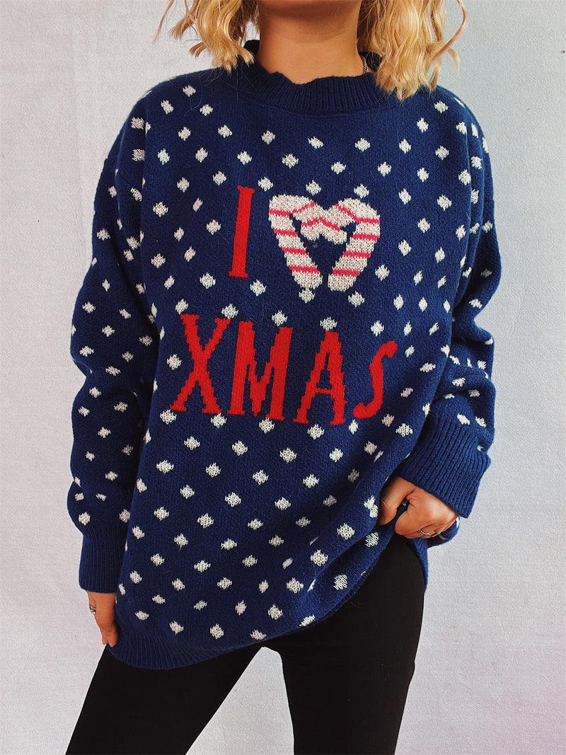 Women's Knit Sweater with Festive Christmas Design and Relaxed Fit R&B
