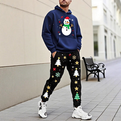 Men's Christmas-Motif Hoodie and Sweatpants Set