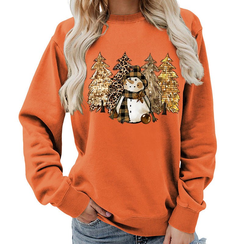 Women's Sweatshirt with Creative Snowman Design and Soft Lining
