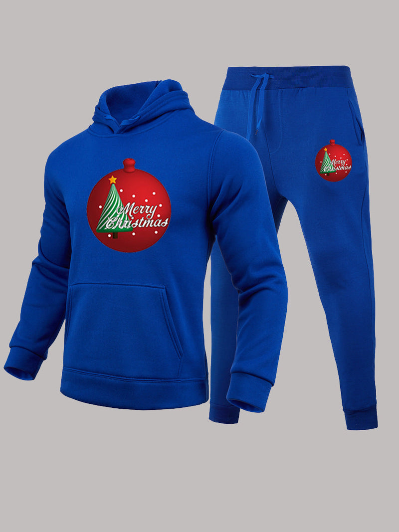 Women's Casual Hoodie and Sweatpants Set with Festive Christmas Motif