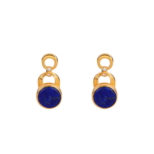 Lapis Lazuli Circle Drop Earrings