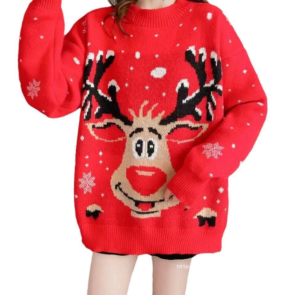 Women's Christmas Sweater with Unique Reindeer Motif