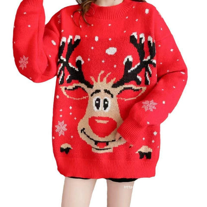 Women's Christmas Sweater with Unique Reindeer Motif