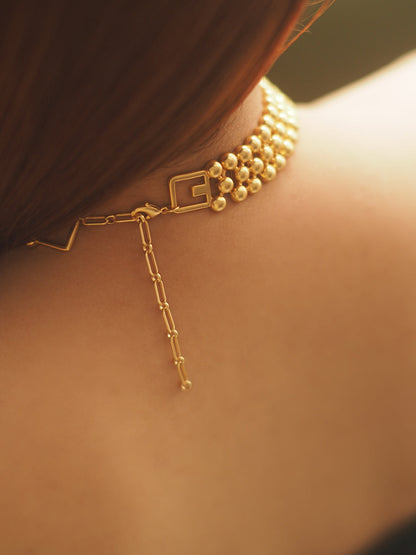 Tayah Golden Beaded Choker Necklace