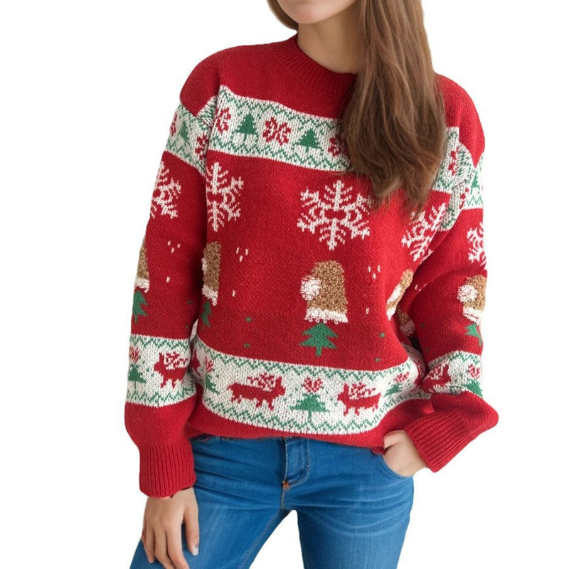 Women's Christmas Sweater with Festive Motifs and Soft Knit
