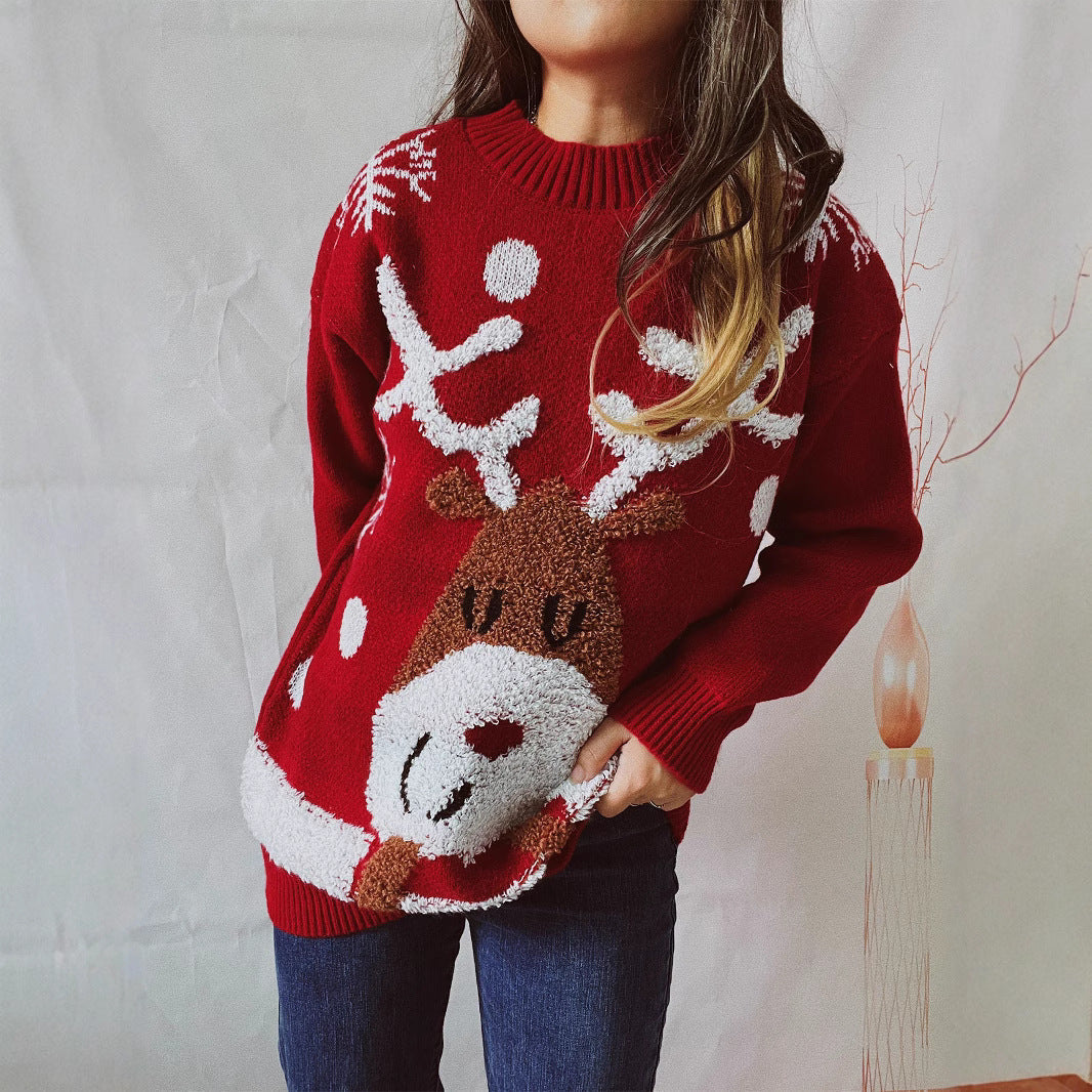 Women's Cozy Christmas Sweater with Funny Reindeer Motif R&B