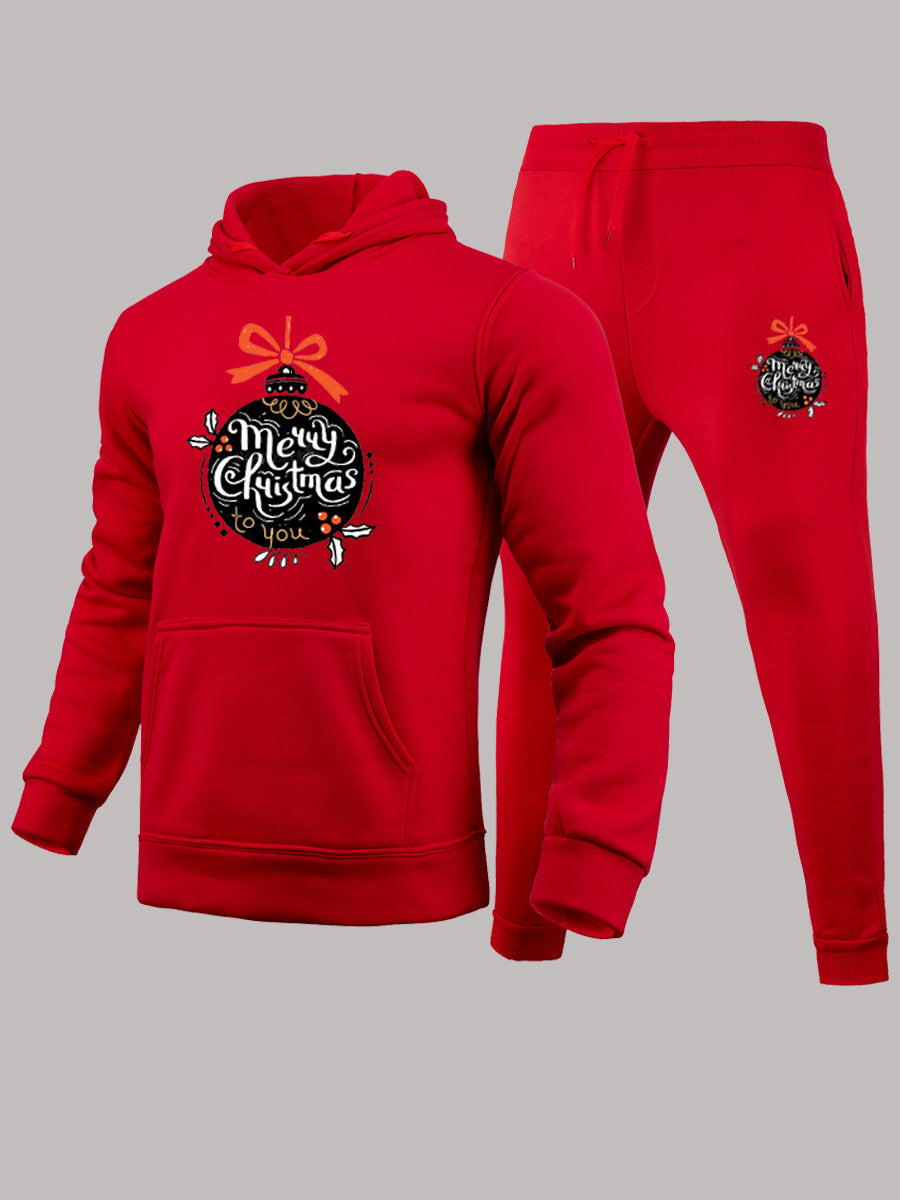 Women's Hoodie and Sweatpants Set with Festive Christmas Motif