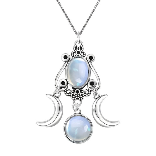 Opaline Trinity Moon Goddess Necklace