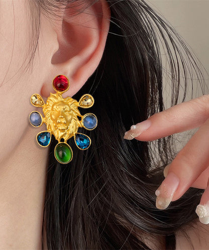 Original Design Gold Inlaid Sterling Silver Overgild Coloured Glaze Stud Earrings Gh1028