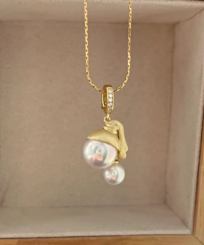 Original Design Gold Sterling Silver Overgild Pearl Pendant Necklace Yi034