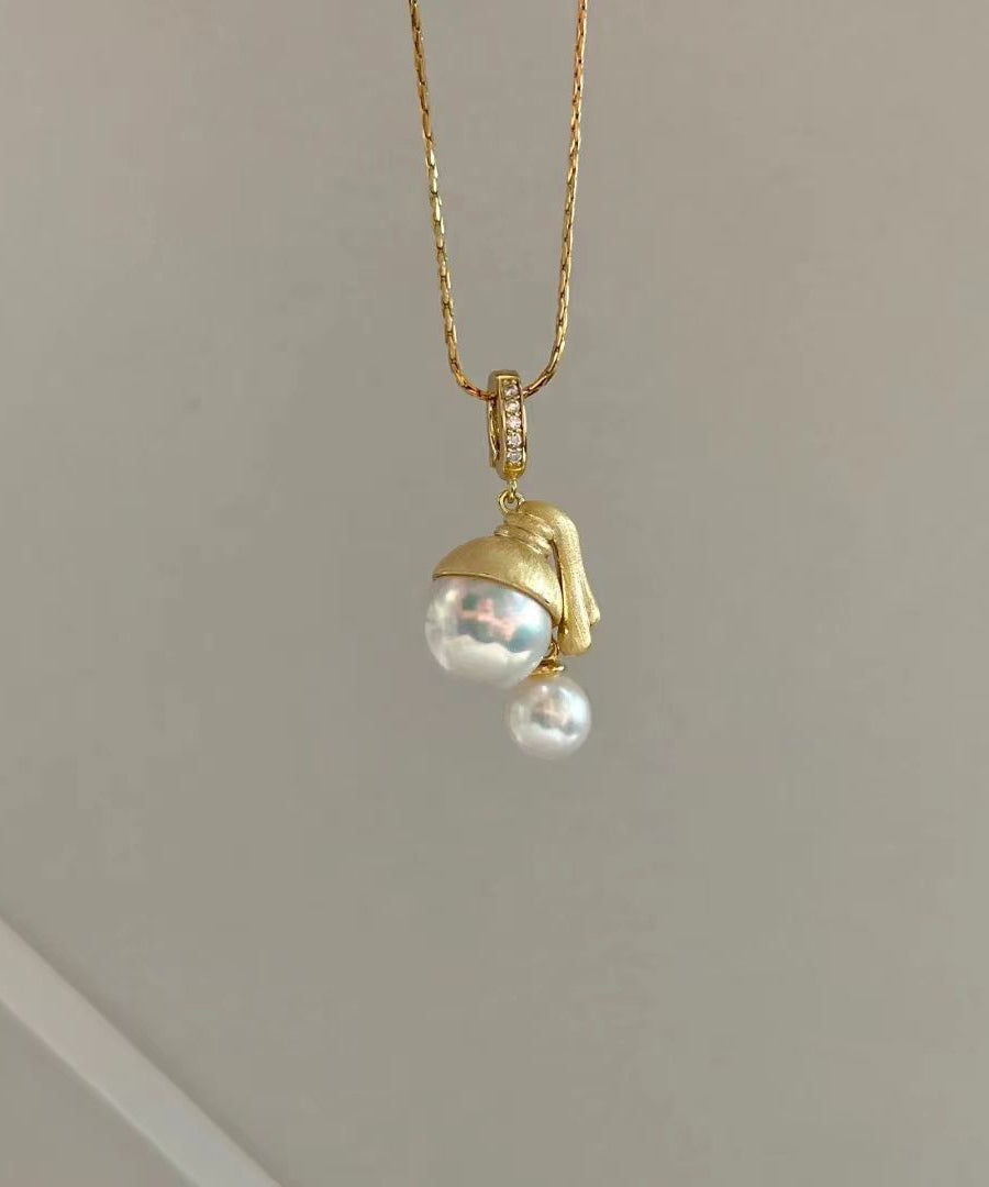 Original Design Gold Sterling Silver Overgild Pearl Pendant Necklace Yi034