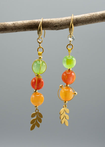Original Design Rainbow Crystal Oriental Drop Earrings