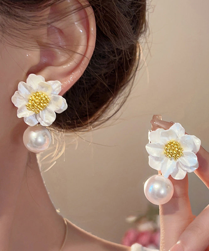 Original Earrings Design Stud Acrylic Alloy White Pearl