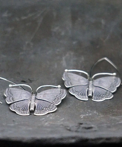 Oversize Silk Sterling Silver Butterfly Hoop Earrings Tw1044
