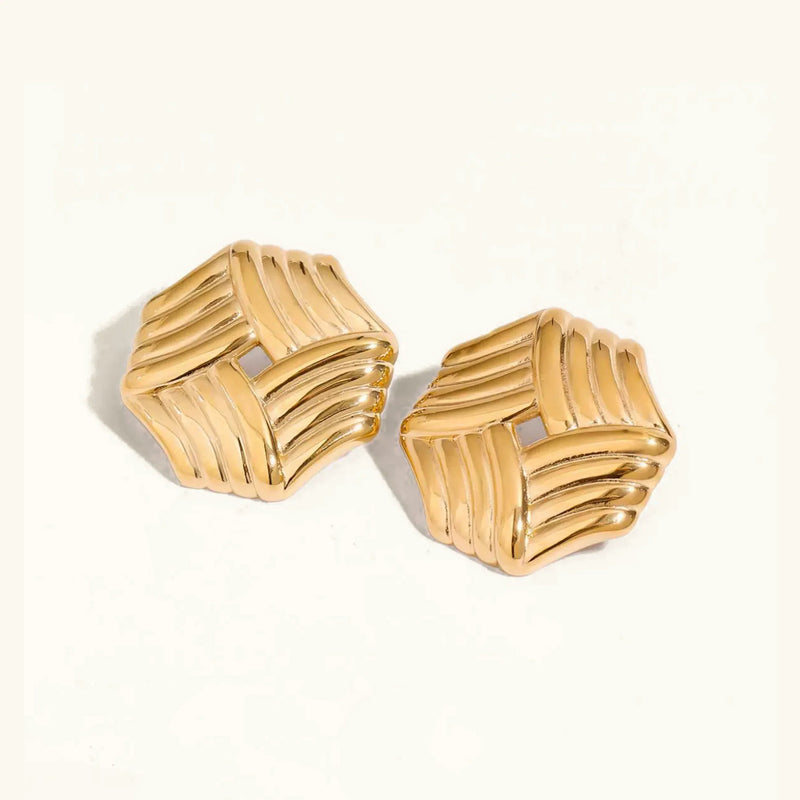 Vanessa Criss Cut Gold Earrings