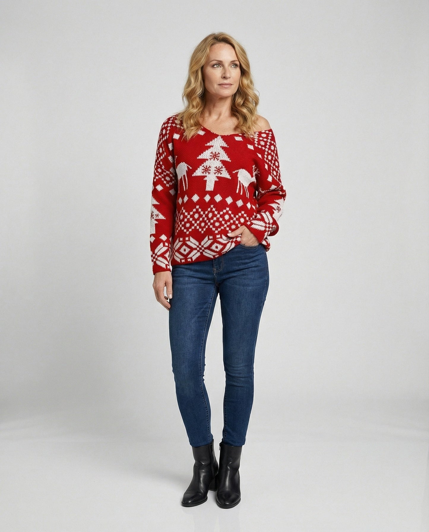 Christmas Snowflake Long-Sleeve Sweater