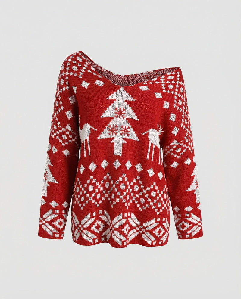 Christmas Snowflake Long-Sleeve Sweater
