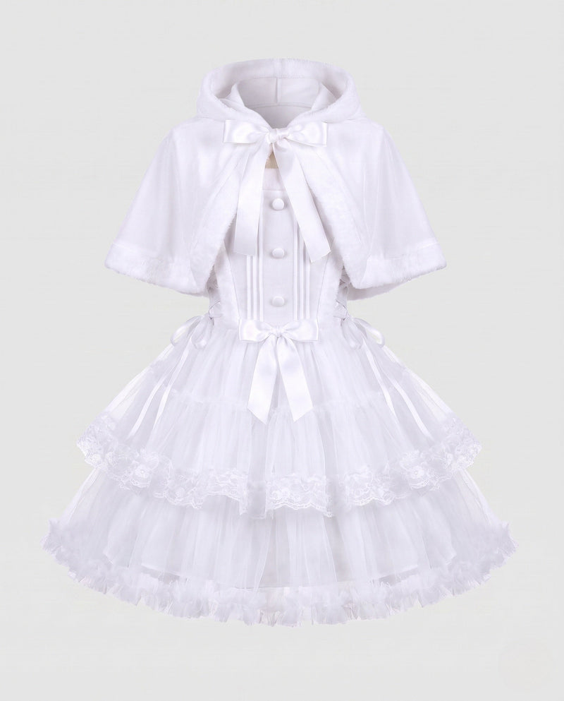 Women's Festive Christmas Dress with Hood and Ruffle Details