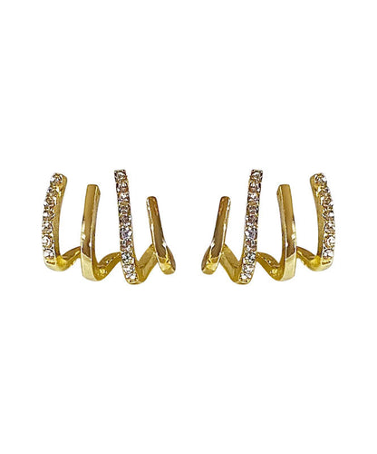 Regular Gold Alloy Inlaid Zircon Hoop Earrings