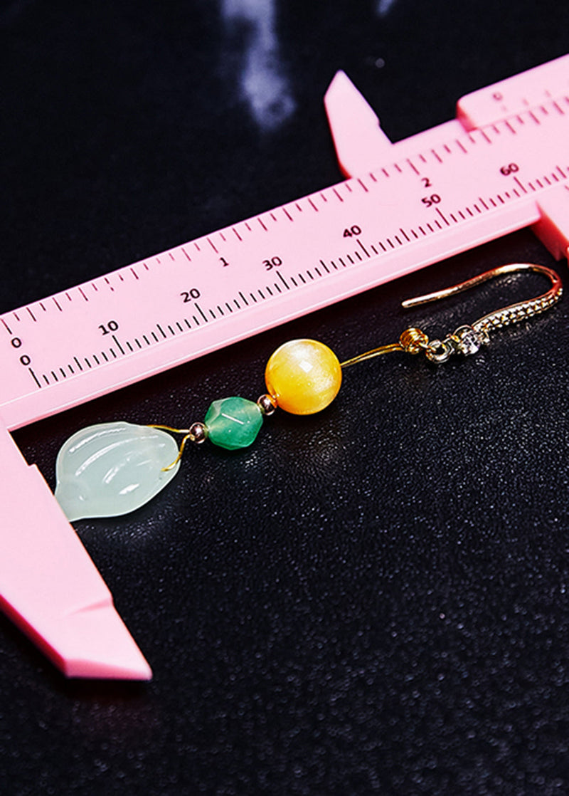 Retro Naturally Jade and Beeswax Drop Earrings